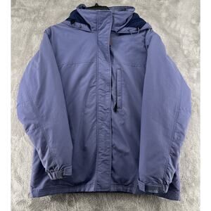 Vtg 90s LL Bean Jacket Women Petite Large Purple 3 in 1 Fleece Waterproof Zip